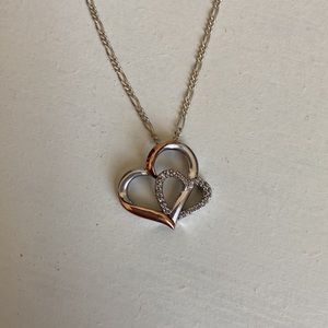 .925 and 14K Gold with Diamonds Heart Pendant